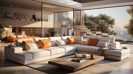 Modern and elegant living room. Generative AI