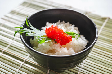 すじこの醤油漬けをのせたご飯