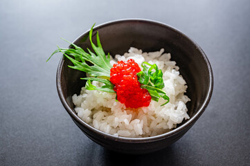 すじこの醤油漬けをのせたご飯