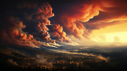 Inferno's Wrath: Massive Forest Fire Smoke