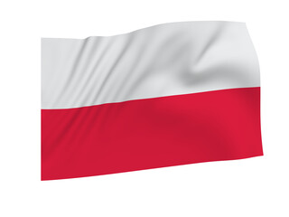 Flag of Poland. Wavy flag. Isolated. 3d illustration.