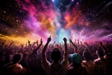 Concert people background. Concert poster. Crowd in a musical performance. - obrazy, fototapety, plakaty
