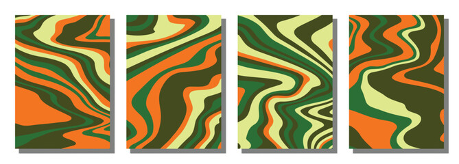 Abstract psychedelic groovy set background.