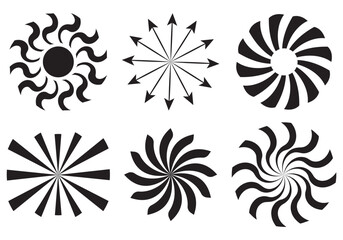 collection of trendy hand drawn retro sunburst/bursting rays design elements