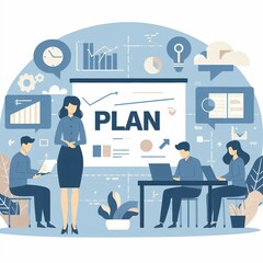 A business meeting in the office. Illustration. AI generated