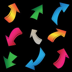 3d arrows Vectors  Illustrations , Onwards Upwards Arrows 3d Glossy Stock , Arrow Stickerst Various Angles Directions, 3d Stock Vector Colorful ribbon arrow set. Arrow stickerst various angle3d Arrow