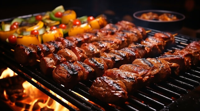 BBQ time. Food party or summer grilling meat in weekend. Happy party. Summer party. High quality photo
