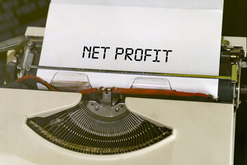 The text is printed on a typewriter - Net profit
