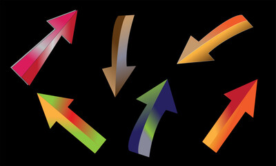 3d arrows Vectors  Illustrations , Onwards Upwards Arrows 3d Glossy Stock , Arrow Stickerst Various Angles Directions, 3d Stock Vector Colorful ribbon arrow set. Arrow stickerst various angle3d Arrow
