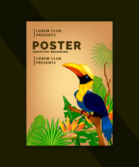 Modern and creative parrot bird poster design template