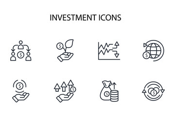 Investment icon set.vector.Editable stroke.linear style sign for use web design,logo.Symbol illustration.