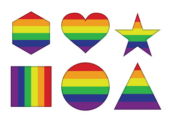 Pride flag in geometric shapes and love vector. 