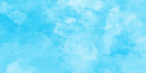 Obraz premium Winter seasonal cloudy and blurry defocused blue sky background with tiny clouds, Winter morning fresh sky with bright and shiny clouds, Sky clouds with brush painted blue watercolor texture.