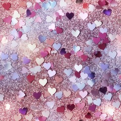 Shiny Heart Confetti Party Pattern in Pink and Purple Colors