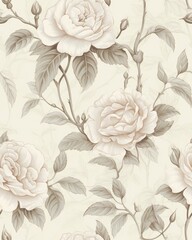 Vintage Rose Floral Pattern with Soft Muted Colors
