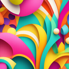 Colorful abstract background, paper cut shapes. Vector illustration.