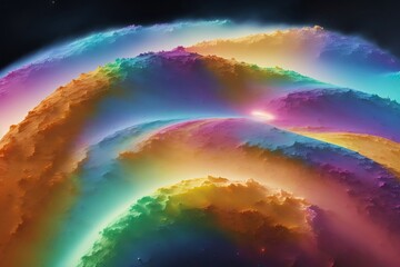 illustration abstract landscape of rainbow space. Generative AI.