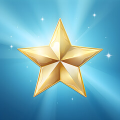 Golden star on blue background
