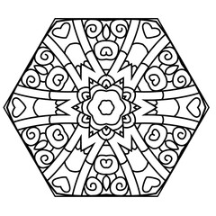 Abstract circular pattern with many details and geometry elements in form of mandala. Vector illustration for coloring book, henna, mehndi, decoration, fabric, wall interior, cloth