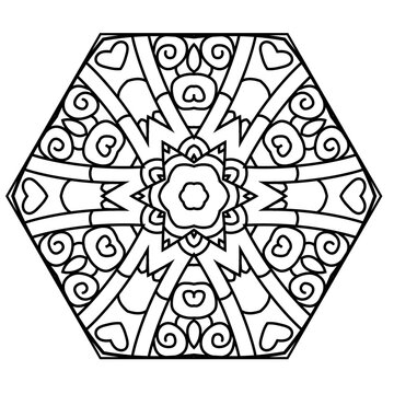 Abstract circular pattern with many details and geometry elements in form of mandala. Vector illustration for coloring book, henna, mehndi, decoration, fabric, wall interior, cloth
