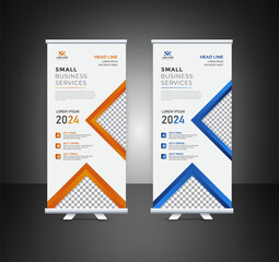 Corporate polygonal roll up banner