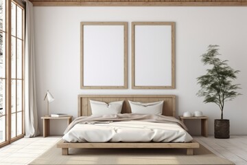 two mock up picture frame in japanese style bedroom 