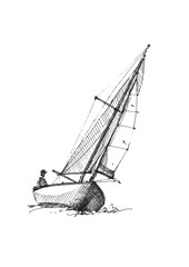Drawn illustration of yacht