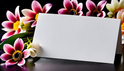 Greeting card with  flowers  background 
