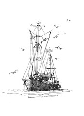 Fishing boat illustration