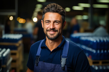 Man with beard and suspenders smiling at the camera.
