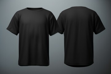 Shirt design concept - close up blank black tshirt front and rear isolated. Mock up template for design print