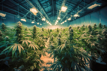 Cannabis grow operation. Indoor cultivation.