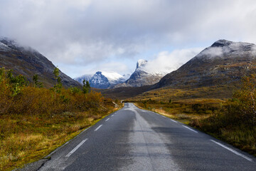 Autumn landscape in Trollstigen road in south Norway in Europe