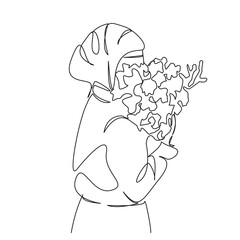 Muslim girl with flowers