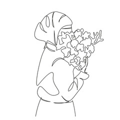 Muslim girl with flowers