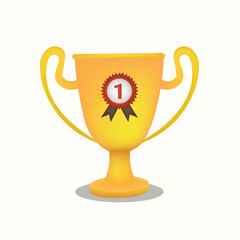 Winner's trophy icon , The golden trophy vector is a symbol of victory in a sports event , win competition