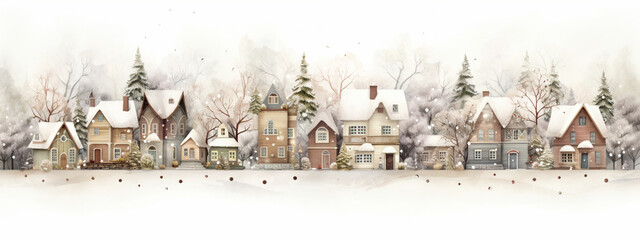 Pretty Christmas village for banners, backgrounds, advertisements, webpages etc