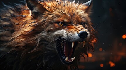 Angry Fox. A Fierce and Agitated Wild Canine in Nature