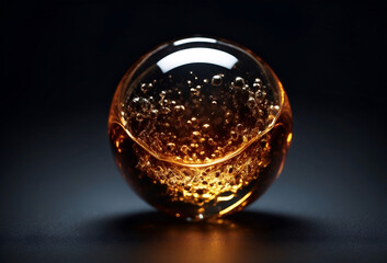 Glass Sphere Containing Bio Essence of Life Captured on Dark Background