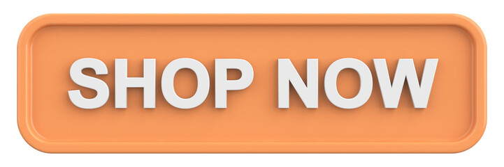 Shop now button. 3D illustration.