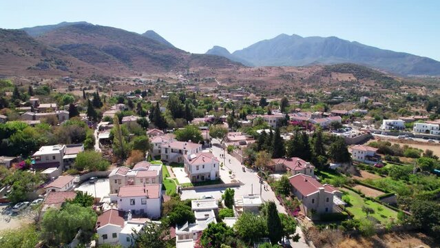 Old Datca District (Eski Datca) in Mugla, Turkey. Beautiful aerial view of Old Datca. Drone shot.
