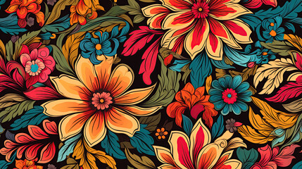Mughal flower seamless traditional pattern on color background