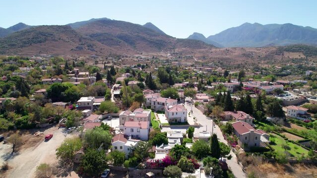 Old Datca District (Eski Datca) in Mugla, Turkey. Beautiful aerial view of Old Datca. Drone shot.