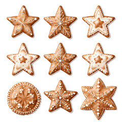 Fototapeta na wymiar Bread Collection for Christmas decorations on transparent background PNG