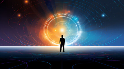 Fototapeta na wymiar Science fiction atom, quantum PPT background poster wallpaper web page