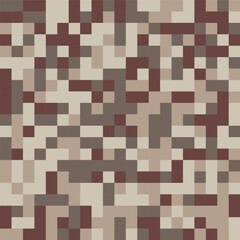 Digital camouflage in brown tones. Seamless vector pattern. Pixel grid for military themes and creative ideas