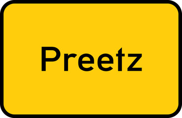 City sign of Preetz - Ortsschild von Preetz