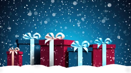 Christmas and Holiday Gifts Snow Winter Background stock illustration