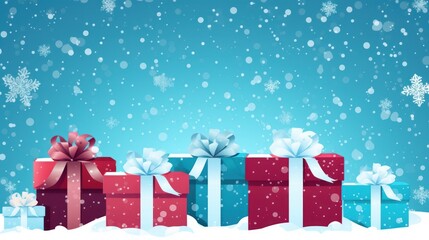 Christmas and Holiday Gifts Snow Winter Background stock illustration
