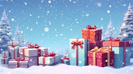 Christmas and Holiday Gifts Snow Winter Background stock illustration